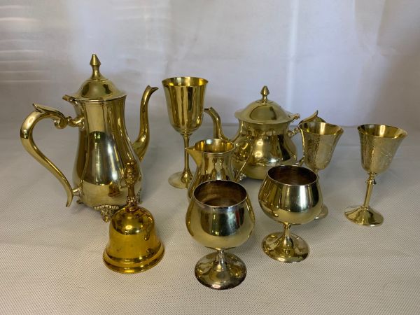 029 - Brass Kettle, Goblets & More