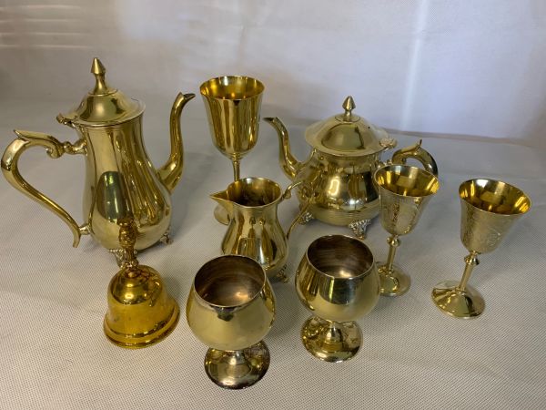 029 - Brass Kettle, Goblets & More