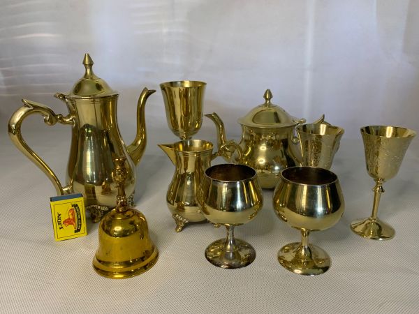 029 - Brass Kettle, Goblets & More