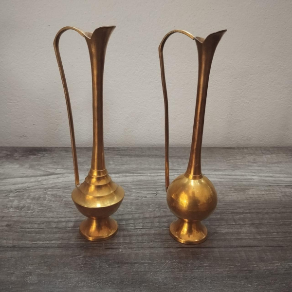 009 - Two Tall Elegant Brass Jugs